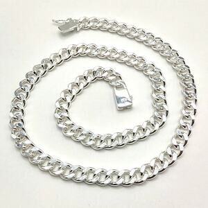 925 Silver 10 mm Thick Necklace Miami Cuban Style Valentines Birthday Gift New